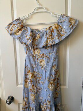 Reformation Blue Floral Midi Dress Smocked Back Size 4